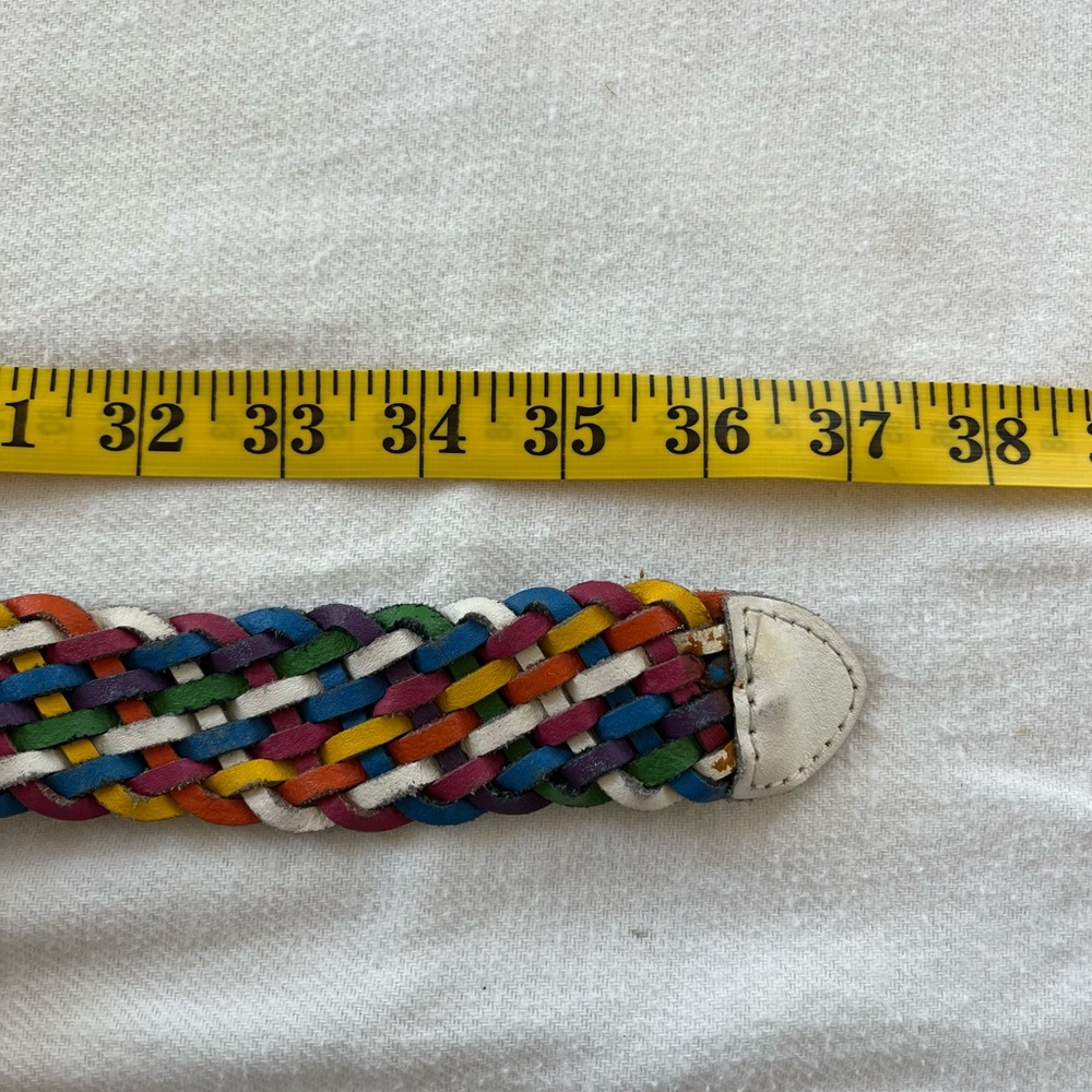 Vintage Capezio 80s 90s rainbow leather woven belt size Medium - Picture 9 of 9